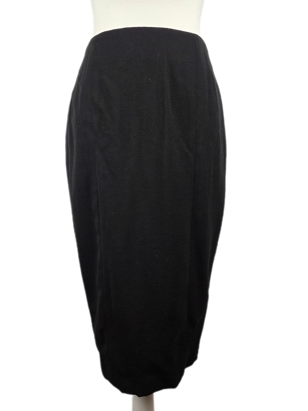 Vintage Holt Renfrew Studio Black Wool Pencil Skirt - Picture 1 of 12
